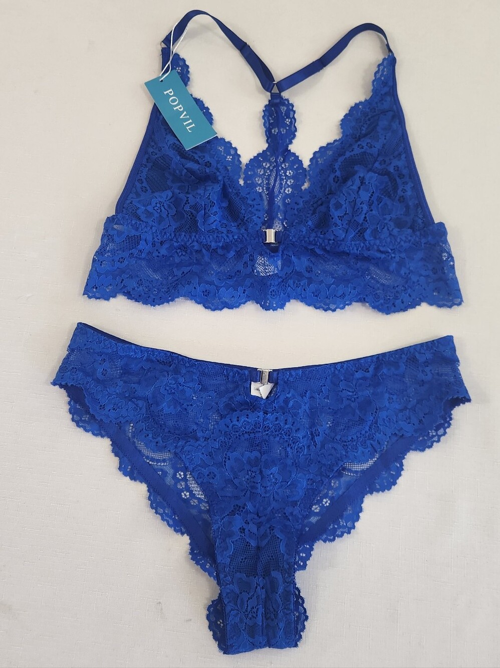 Popvil Lacey Royal Blue Btalette Panty Set. NWT Size L